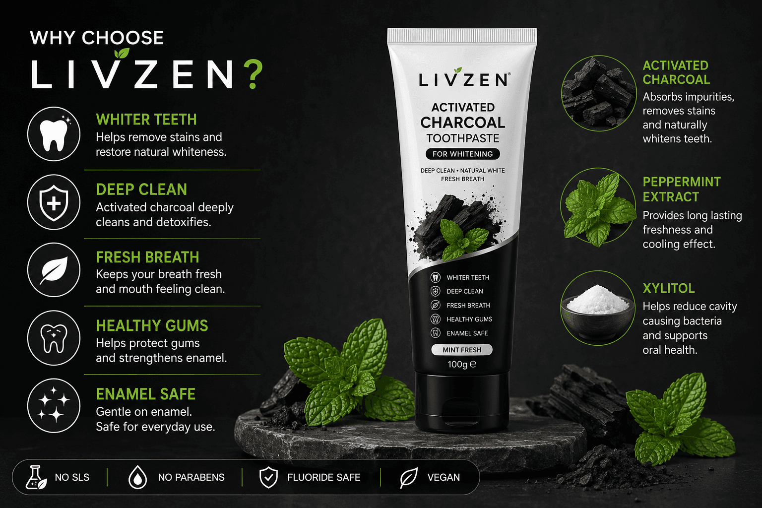 MiLivzen Charcoal Toothpaste thumbnail 3